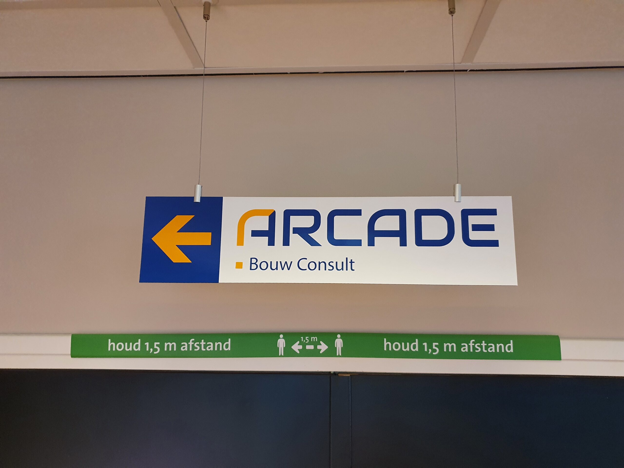 Arcade Bouwkwaliteit, illustratie huisstijl bord