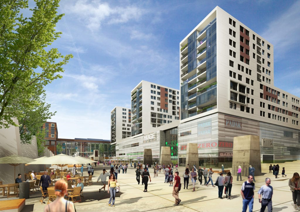 Belval Plaza Luxemburg, schets gebouwen - Arcade Bouwkwaliteit